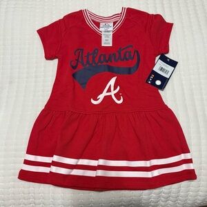 Girls Toddler Red Atlanta Braves Sweet Catcher V-Neck Dress